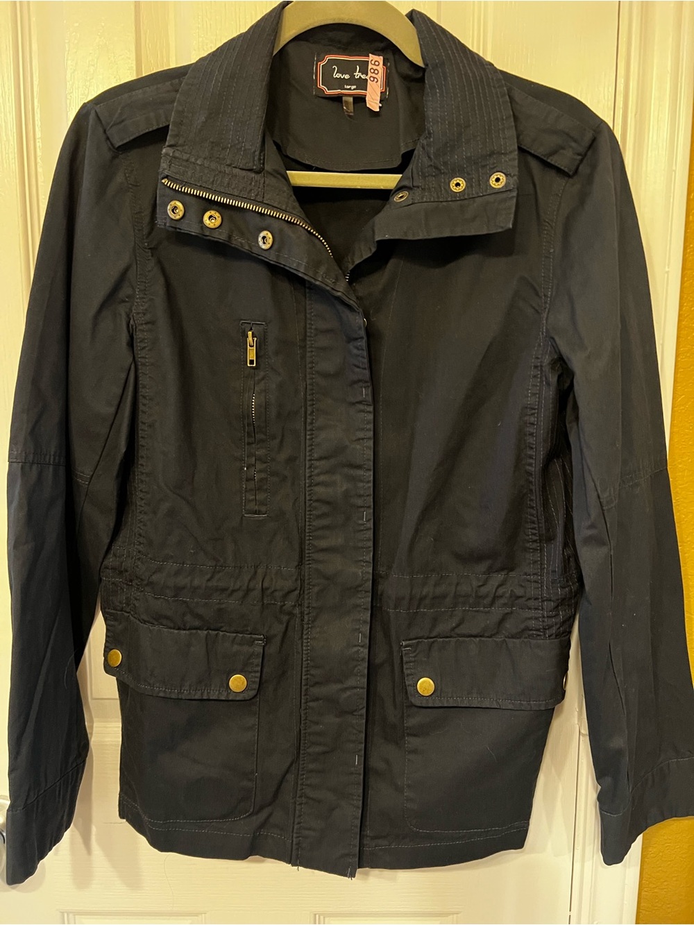 Love Tree Black Utility Cotton Anorak Jacket, Size L